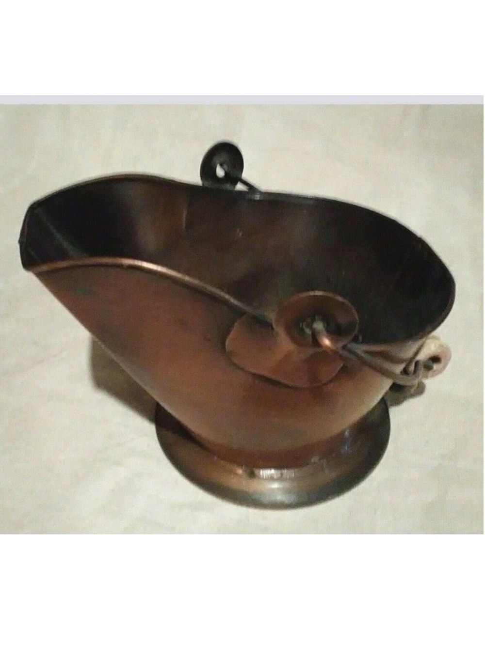 Vintage mini copper Coal Scuttle bucket pot planter decor